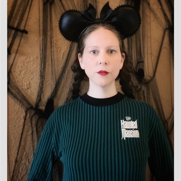 Disney Her Universe HM Haunted Mansion Striped Ghost Host Babydoll Dress - Picture 3 of 10